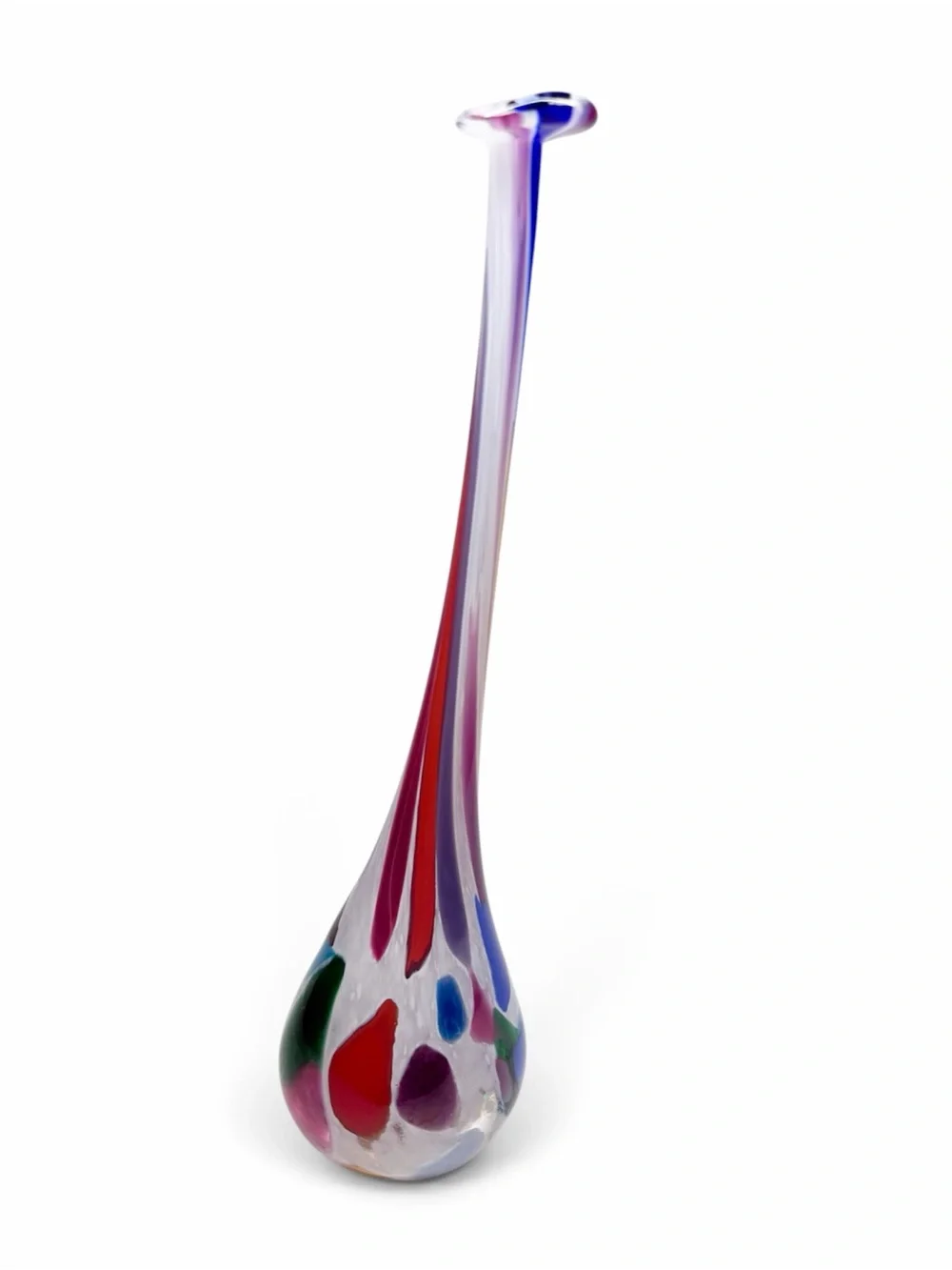 Vintage 80s 1989 Hand Blown Glass Art Glass Bud Vase Artist Signed
